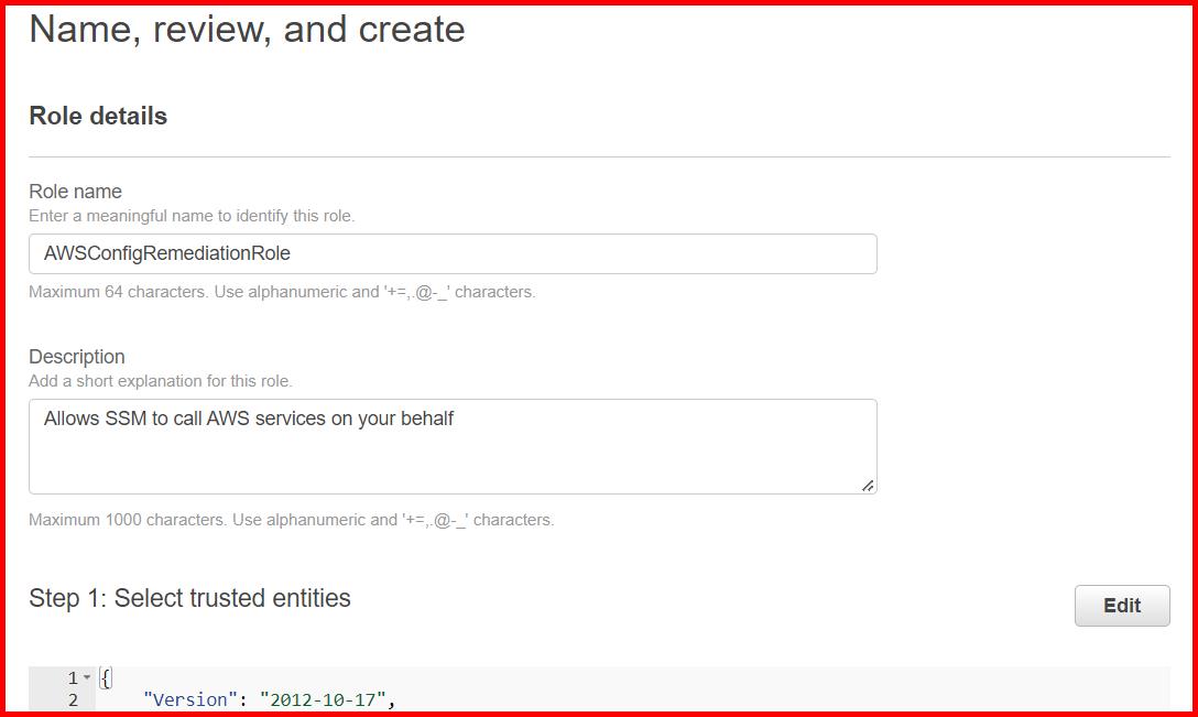 Picture showing specifying the role name